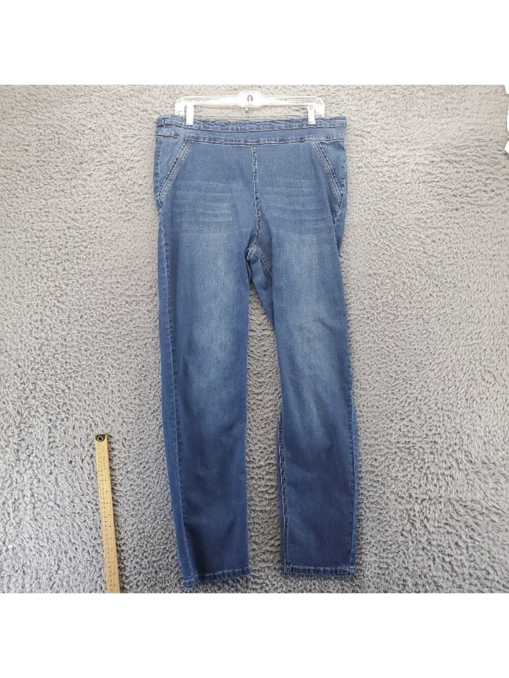 The ZigZag Stripe Jeans Womens 1XL Blue Elastic Waist Pull On Denim *Read*